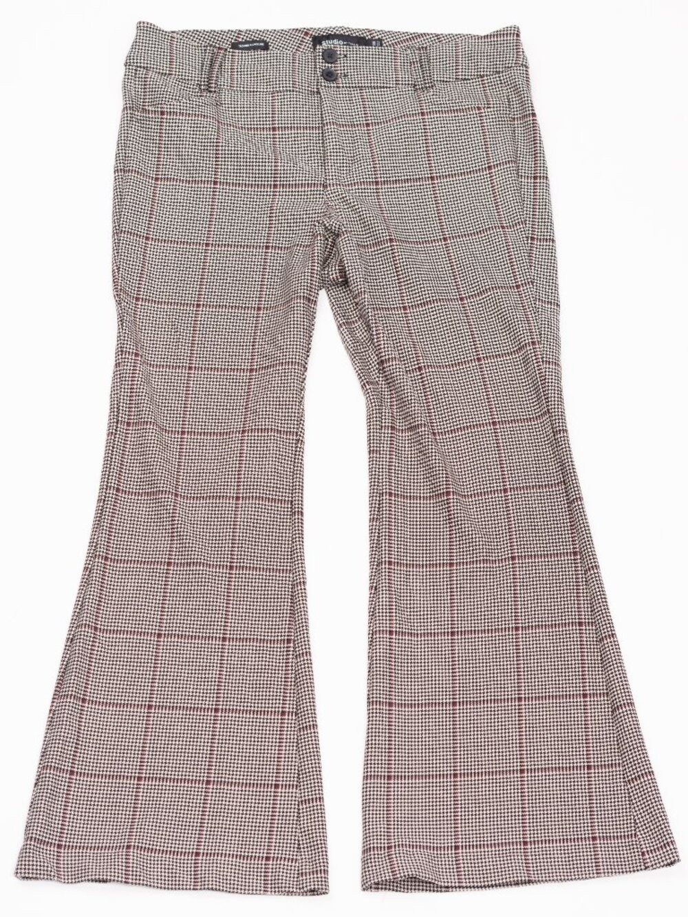 Torrid Studio Luxe Ponte Trouser A-Line Flare Plaid Pants Houndstooth EUC 18R